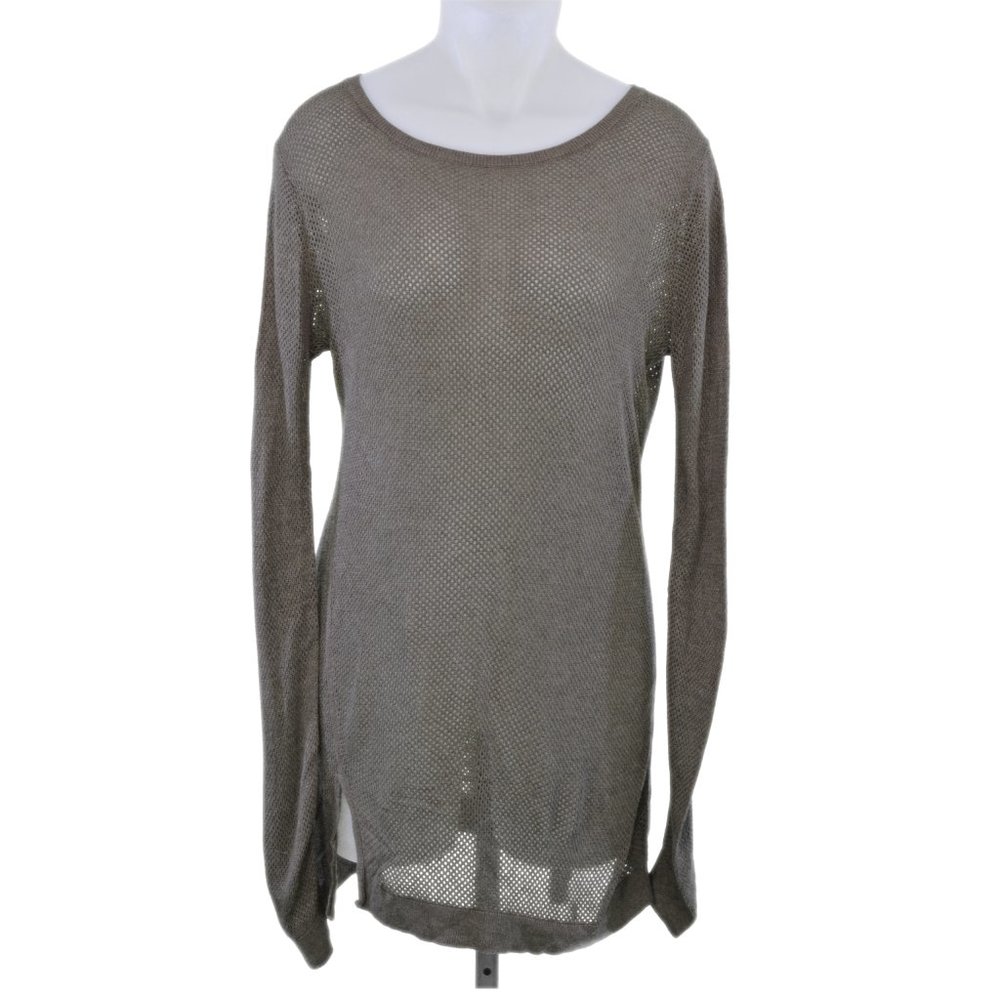 Express Taupe Holey Long Sleeve Tunic (L)